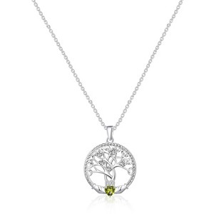 Molenia Tree of Life Necklace for Women, 925 Sterling Silver Birthstone Family Tree of Life Pendant Birthday Gifts - 1 of 4