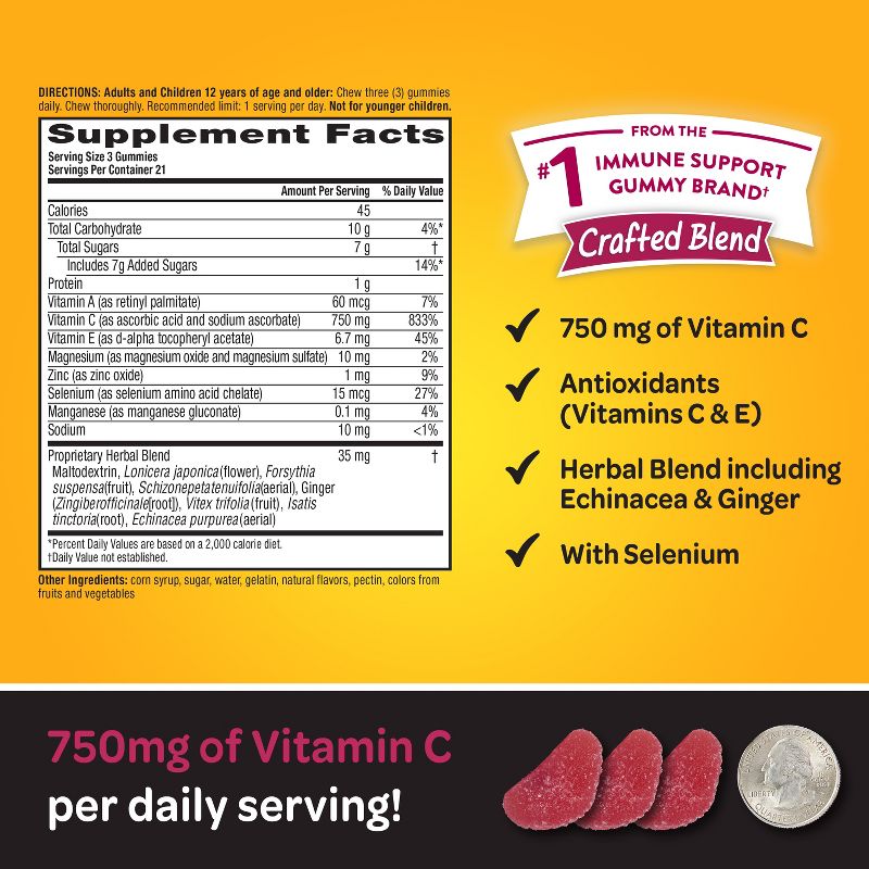 Airborne Vitamin C Immune Support Gummy - Pomegranate &#38; Berry - 63ct, 3 of 10