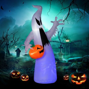 Whisen Halloween Inflatables Pumpkin Reaper, Skeleton Skull & Build-in LED - 1 of 4