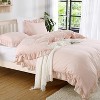 Sage Green Ruffled Duvet Cover Twin, Soft Washed Microfiber Vintage French Country Duvet Cover Set for Kids Girls - 3 of 4
