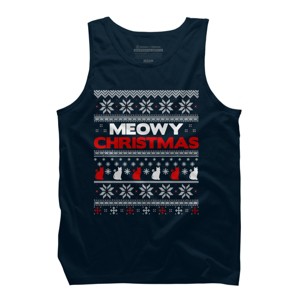 Men's Design By Humans Meowy Christmas Funny Xmas Gift Shirt By thebluebabi Tank Top - 1 of 3