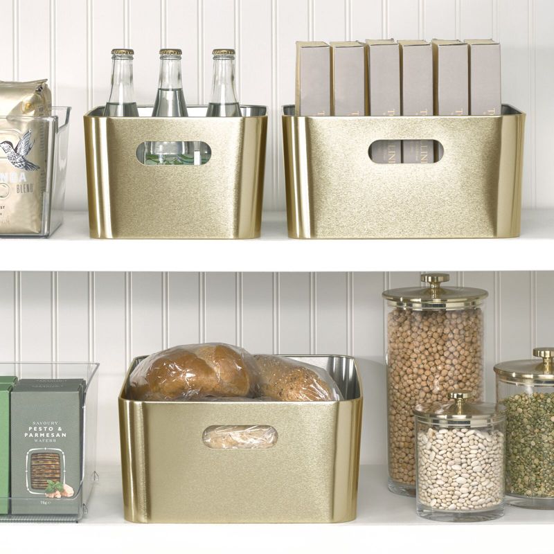 mDesign Medium Metal Kitchen Storage Container Bin Basket with Handles, 3 of 9