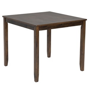 Gulches 5-Piece Walnut Wooden Dining Set for 4 - 34.5" Square MDF Table + 4 Upholstered Cross-Back Chairs, Stable Space-Saving Design - 1 of 4