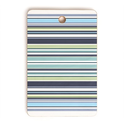 Sheila Wenzel-Ganny Lavender Mint Blue Stripes Rectangle Cutting Board - Deny Designs