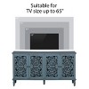 60" Farmhouse Buffet Cabinet with Carved Floral Doors & Adjustable Shelves, Solid Wood Sideboard TV Stand for Living Room Dining-3irtyhousy - 3 of 4