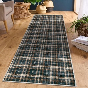 Geometric Striped Runner Rug, Washable Low-Pile Non-Slip Floor Cover for Hallway, Kitchen, Laundry, Bedroom, Stain-Resistant Indoor Carpet - 1 of 4
