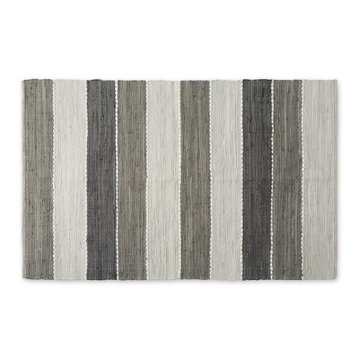 Design Imports Gray Color Block Cotton Chindi Rug 4X6Ft