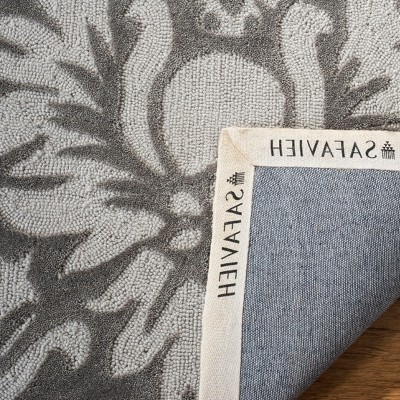 Stone and Gray Hand-Hooked Floral 3' x 5' Area Rug