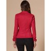INSPIRE CHIC Women's Notched Collar Button Ruched Long Sleeve Faux Suede Blazer - 4 of 4