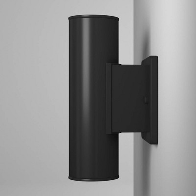 Riga Sleek Matte Black Cylinder Outdoor Wall Light