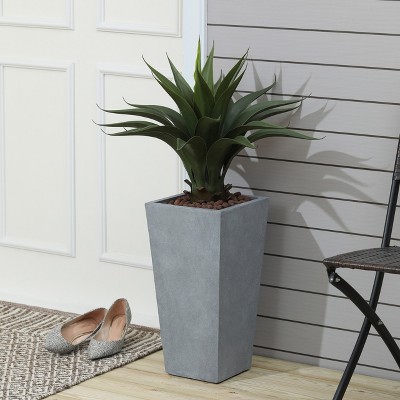 Black Fiberclay 18.5" Tall Tapered Square Planter