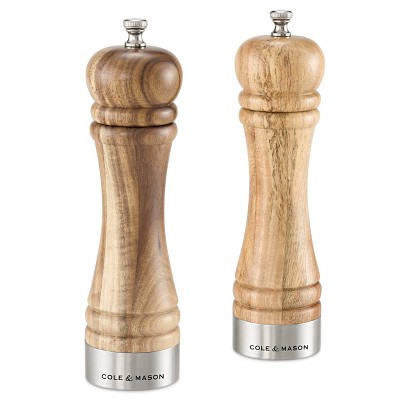 Cole & Mason Camden Salt and Pepper Grinder Set: Traditional Wood Shakers, Spot Clean, 2-Piece, Brown