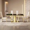 70.08 Inch Dining Table with Tempered Glass Top, Rectangular Modern Design Dining Table, Dining Table with Stainless Steel Frame-Cuddlewood - 3 of 4