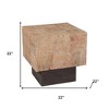HomeRoots 22" Black And Brown Solid Wood Square End Table - 3 of 4