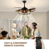 Ludomide Retractable Ceiling Fan with Lights Black Industrial Caged Ceiling Fan with Remote Controller Farmhouse Chandelier Fan with Lights - 2 of 4