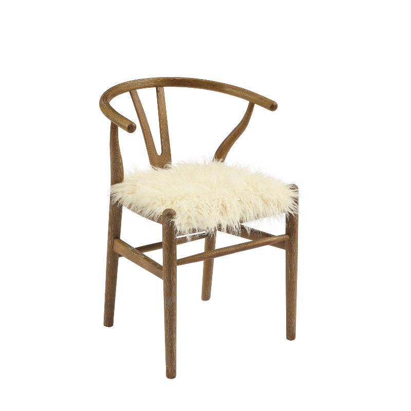 Ellis Mid-Century Wishbone Faux Fur Dining Chair White - Linon, 1 of 12
