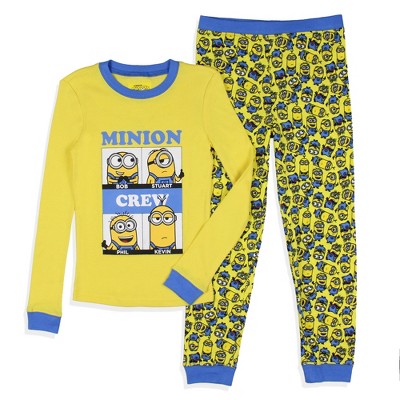 Intimo Despicable Me Boys' Minions Crew Bob Stuart Phil Kevin Sleep Pajama Set (6) Yellow