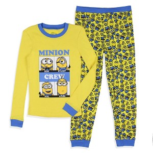 Despicable Me Boys' Minions Crew Bob Stuart Phil Kevin Sleep Pajama Set Yellow - 1 of 4