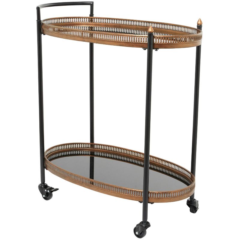 Modern Traditional Metal and Glass Bar Cart Brass - Olivia &#38; May, 1 of 6