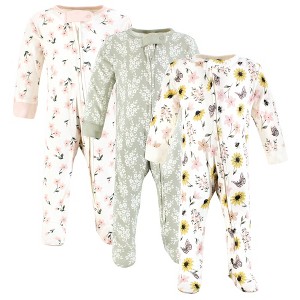 Touched by Nature Baby Girls Organic Cotton Sleep and Play, Soft Wildflower - 1 of 4