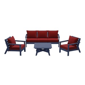 WestinTrends Avalon Outdoor 6-Piece Modular Sectional Patio Furniture Sofa Set, Navy Blue/Red - 1 of 4