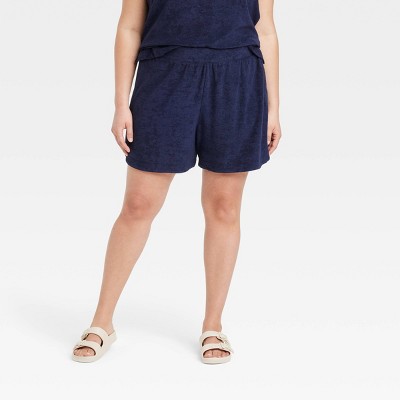 Women's Plus Size Mid-Rise Pull-On Shorts - A New Day™ Navy Blue 1X