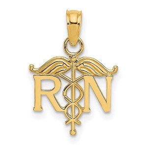 Black Bow Jewelry 14k Yellow Gold Registered Nurse Pendant - 1 of 4