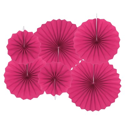 Unique Bargains Round Wall Decoration Hanging Paper Fans Party Set 6 Pcs