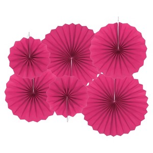 Unique Bargains Round Wall Decoration Hanging Paper Fans Party Set 6 Pcs - 1 of 4