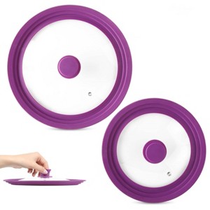 Modern Innovations Universal Pot Cover Lids for 7 to 12-Inch Cookware (Set of 2) - Lavender - 1 of 4