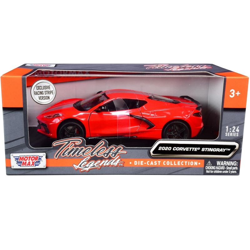 2020 Chevrolet Corvette C8 Stingray Red with Silver Racing Stripes "Timeless Legends" 1/24 Diecast Model Car by Motormax, 1 of 4