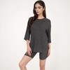 Anna-Kaci Lounge Women's Ribbed Knit Lounge Set with 3/4 Sleeve Top and Fitted Shorts - 4 of 4