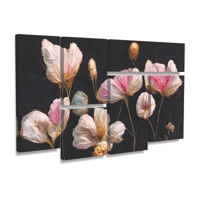 Treechild Gentle Pink Dry Flowers 6-Piece Canvas Wall Art Set