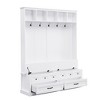 YOOCOZZ  Wide Wooden 3-in-1 Coat Rack Hall Tree with 5 Hooks and Black Handles,Versatile Entryway Lift Top Storage Bench with 2 Drawers - 4 of 4
