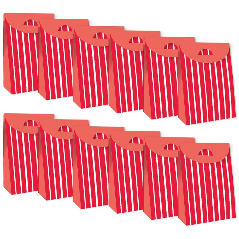 Big Dot of Happiness Red Stripes - Simple Gift Favor Bags - Party Goodie Boxes - Set of 12, 5 of 9