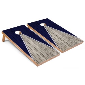 Skip's Garage Navy Pyramid Cornhole Board Set, Includes 2 Boards, 8 Bags & Optional Accessories - 1 of 4