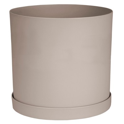 Bloem 12 Mathers Round Planter With Saucer Tray, Pebble Stone