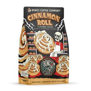 Bones Coffee Company Cinnamon Roll Whole Coffee Beans Iced Cinnamon Roll Flavor 12 oz Medium Roast (Whole Bean) - 1 of 4