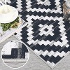 5'x7' Washable Geometric Rug - Neutral Trellis Low Pile Carpet for Living Room, Bedroom, Office - Black & White - 4 of 4