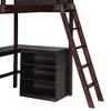 PAGED Twin Bunk Bed with Desk Modern Wooden Bed Frame with Storage Cabinet, Guardrail and Inclined Ladder for Bedroom - 3 of 4