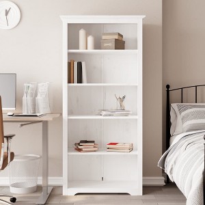 vidaXL Bookcase BODO White 31.5 in.x15 in.x70.9 in. Solid Wood Pine 5-Tier - 1 of 4