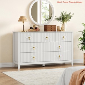 Entryway Fluted 7 Drawers Dresser for Bedroom, 54" Wide Modern Chest of Drawers w/Metal Handle, Wooden Dresser Organizer - 1 of 4