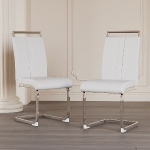 CAVINAS Modern Dining Chairs, Faux Leather High Back Upholstered Side Chair with C-shaped Tube Metal Legs, Guest Office Chair - 1 of 4