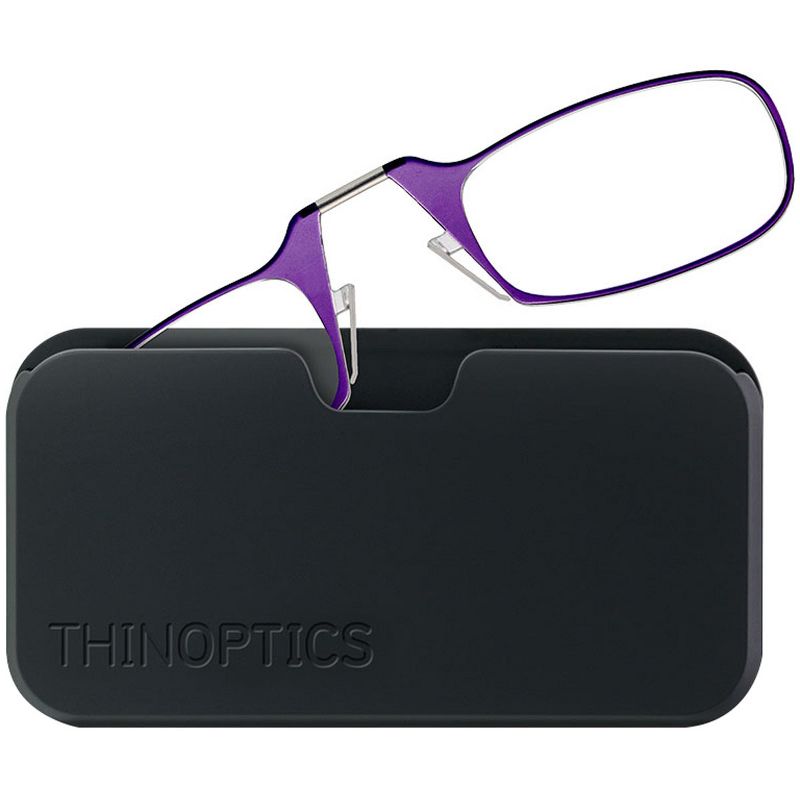 ThinOptics Armless Glasses with Universal Case - Purple Frame, Black Pod, 1 of 2
