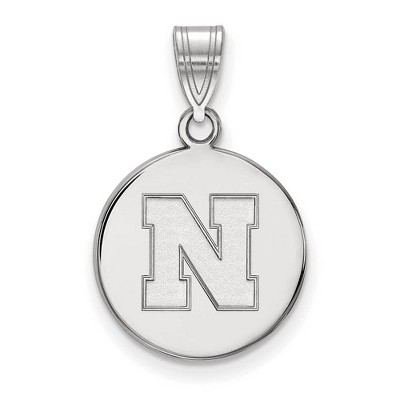 Black Bow Jewelry 10k White Gold Nebraska Cornhuskers NCAA Medium Pendant