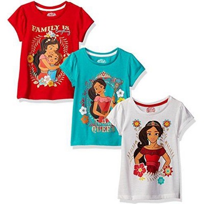 Disney Girl's 3-Pack Elena of Avalor Glitter Print Short Sleeve Graphic Tee Set for kids