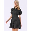 INSPIRE CHIC Women's Striped Button Down Short Sleeve Casual Pleated Mini Shirt Dress - 4 of 4