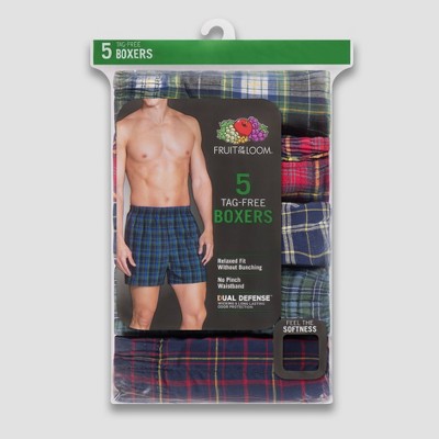 Fruit of the Loom Mens Tag-Free Boxer Shorts Knit & Woven