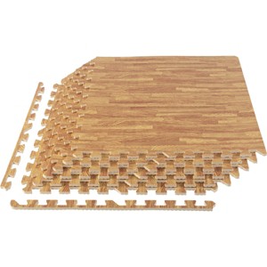 EVA Foam Floor Tiles 6-Pack - 24 SQFT Woodgrain Puzzle Mats for Floor - Interlocking Foam Tiles for Family Room or Gym Flooring by Stalwart (Light) - 1 of 4