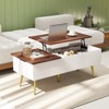 Tangkula Lift Top Coffee Table w/ Split Top & 2 Hidden Compartments Tapered Metal Legs - 4 of 4